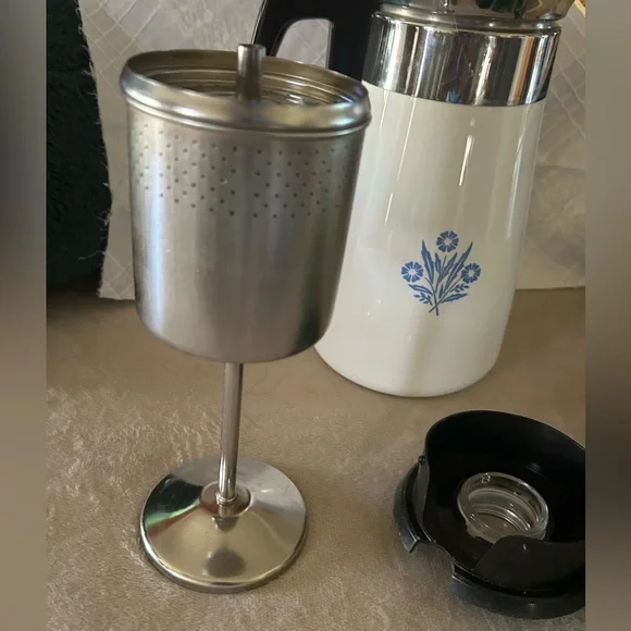 Vintage Corning Ware Blue Cornflower Percolator Coffee Collectible - Picture 10 of 15